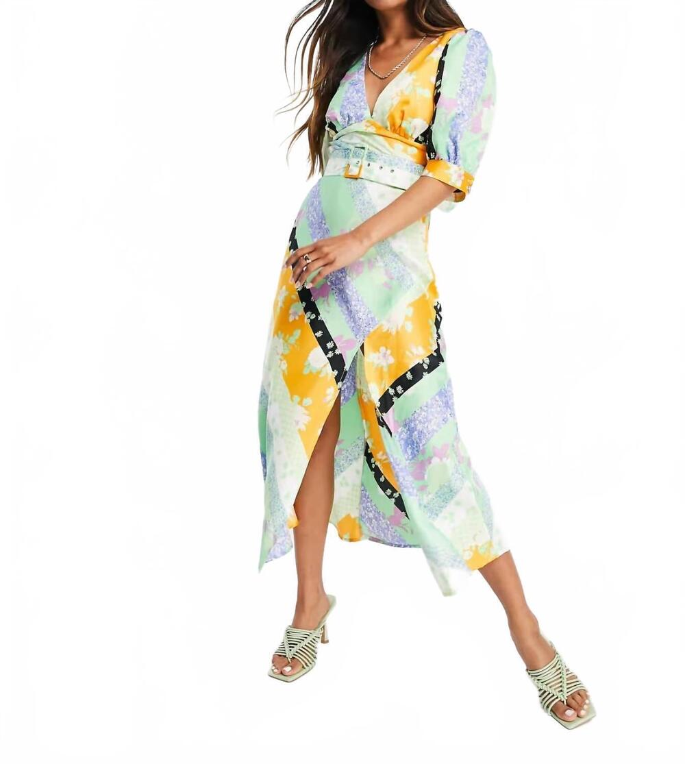 NEW ASOS belted midi tea dress in mixed floral